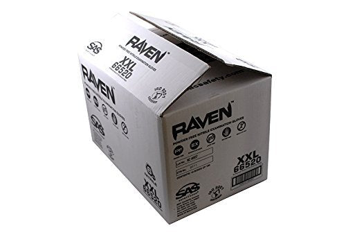 10 Pack SAS Safety 66520 Raven 6 mil Black Nitrile Disposable Gloves - XX-Large (100 Gloves per Box)